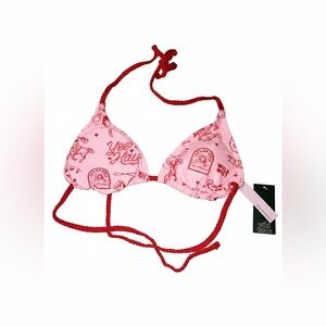 Wild Fable Pink & Red Cowgirl Rodeo Braided Rope Bikini Top Size: Med